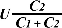 Формула для расчета напряжения U1 на первом конденсаторе